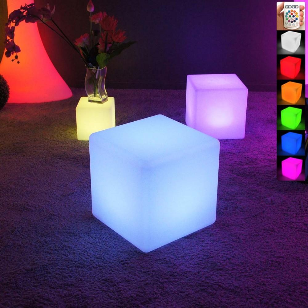 Cube Lumineux LED Extérieur 20 cm Sans Fil - Cube Lumineux Extérieur