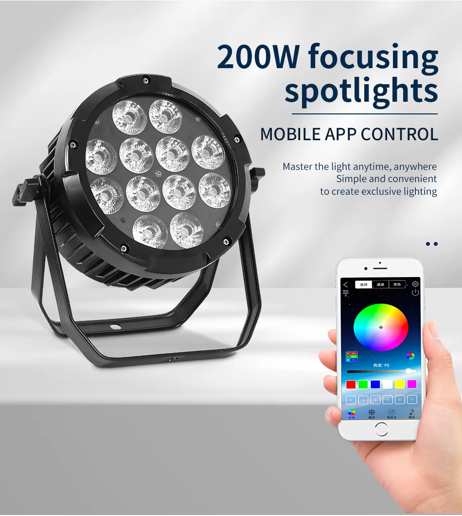 Location projecteur LED 12x18W sans fil étanche Finistère - Éclairage autonome 6-en-1 Bretagne